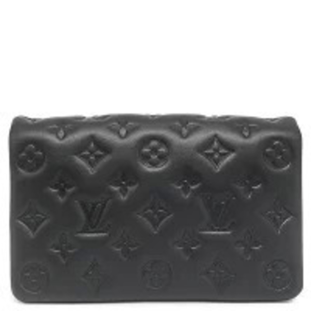 Louis Vuitton bag Pochette Coussin lambskin black chain shoulder clutch